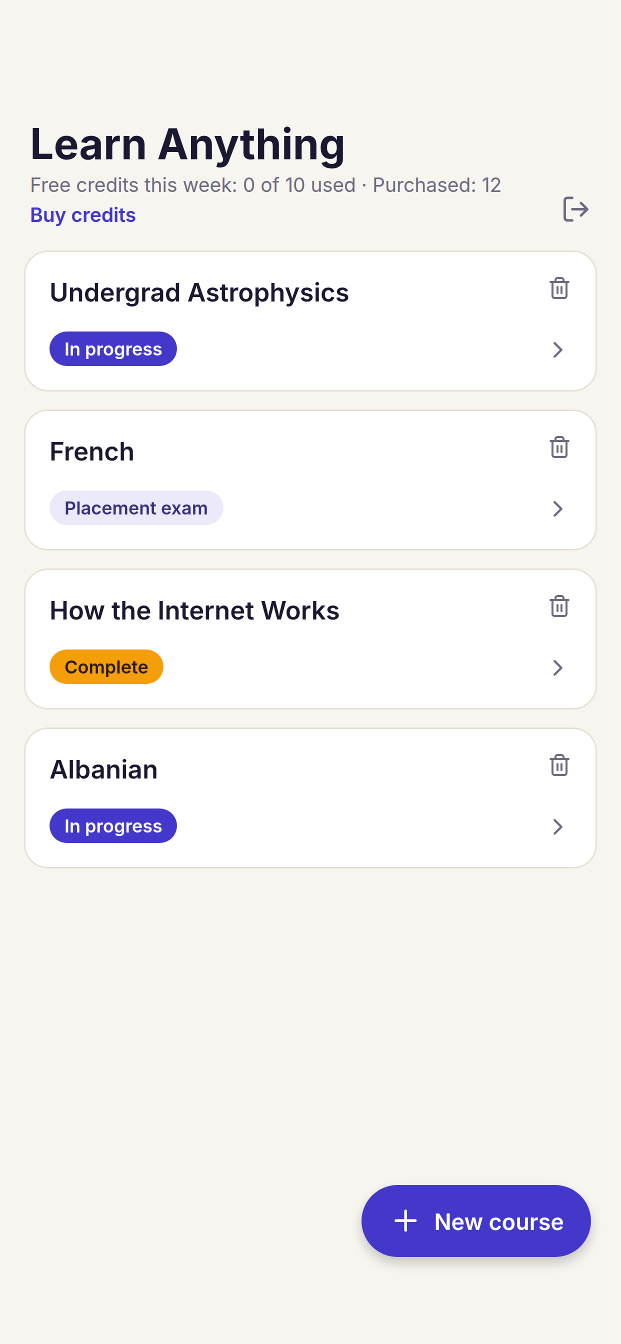Your courses