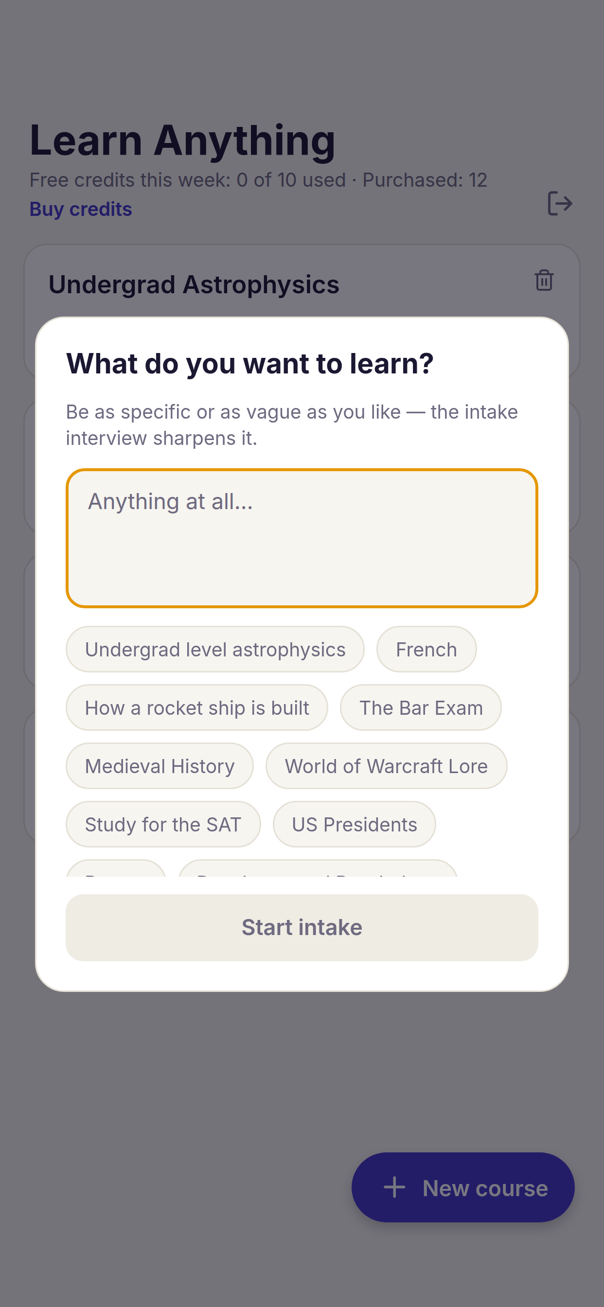 What do you want to learn?