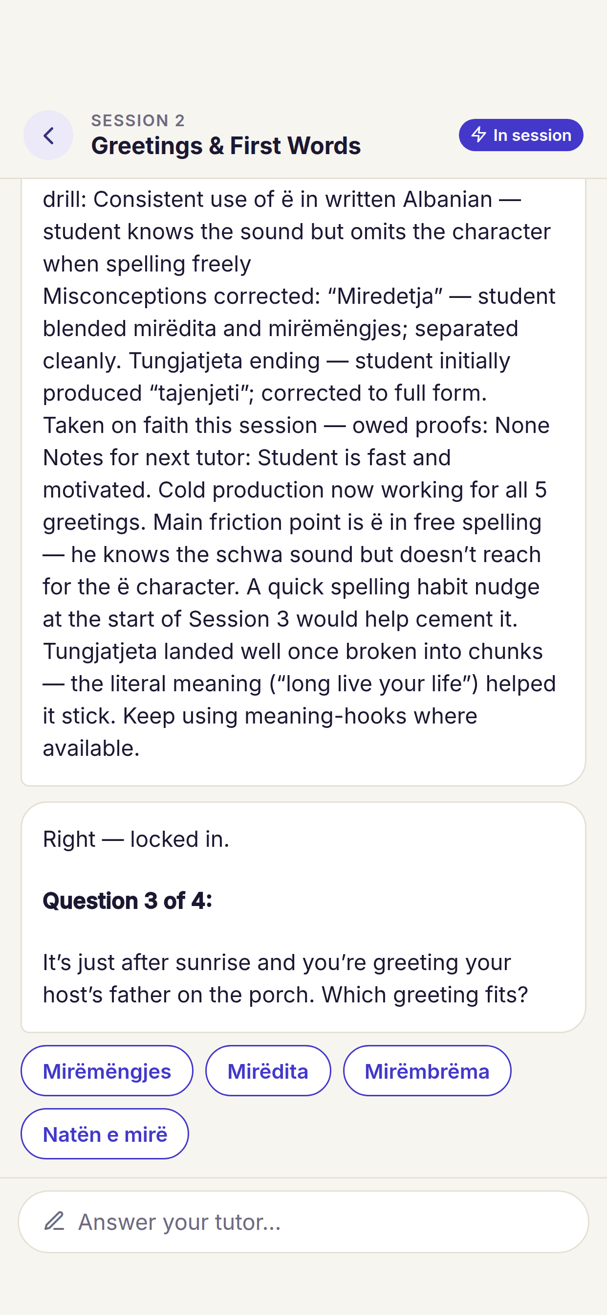 In a tutoring session